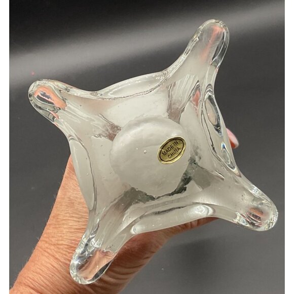 Stretched Eiffel Tower Tall Fluted Clear & White Glass Vase 16"H x 3"W - Picture 5 of 6